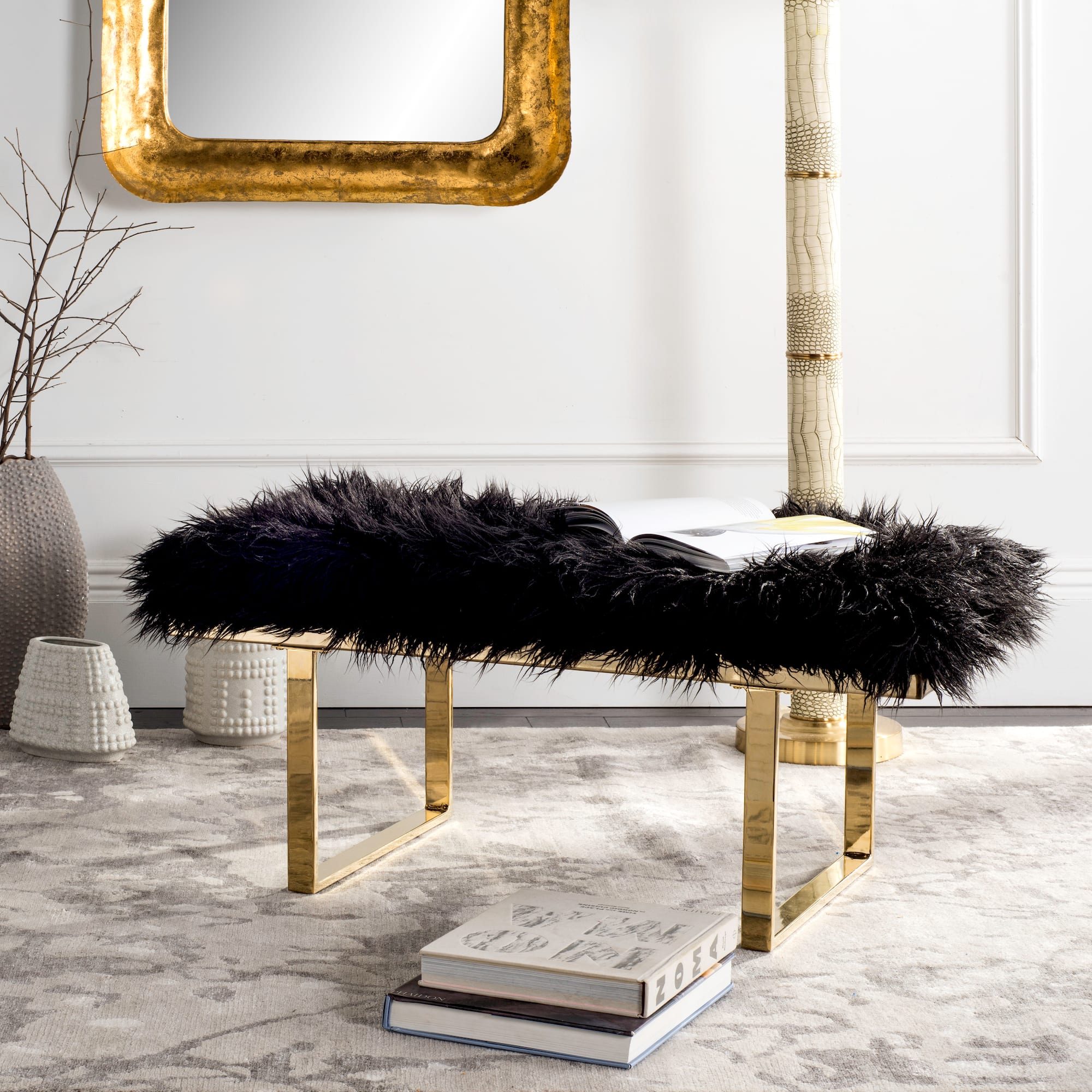Maia Faux Lamb Bench